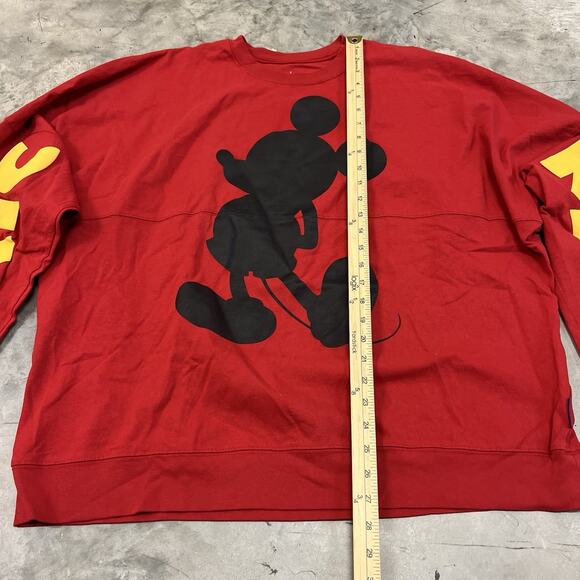 Womens Disney Spirit Jersey Red Mickey Mouse Logo Spell Out Sleeves Shirt XXL - Picture 2 of 6